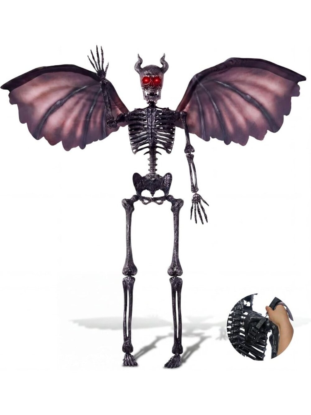 Devil Skeleton 5ft Halloween Decorations Posable Life Size Haunted House Décor